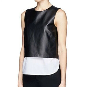 Theory Hodal Detachable Poplin Insert Leather Top ❤️